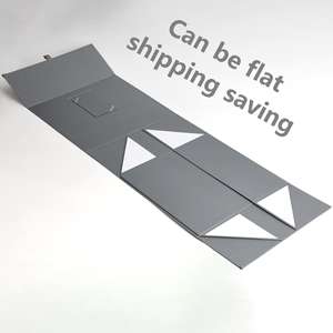 맞춤형 고급 회색 무광 자석 잠금식 견고한 종이 상자 리본 손잡이 접이식 선물 상자 플립 탑 봉투 스타일 포장 상자 - Product Image 3