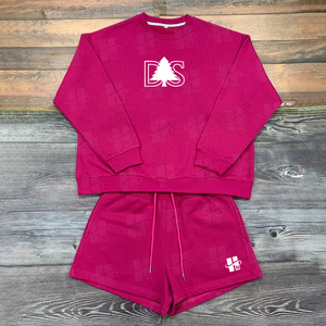 Wholesale New Arrival Fashion Solid Color Women's 2 Piece Jogger <b>Set</b> Custom Embroidery Crew Neck Sweatshirt And Sweat Shorts <b>Set</b> - Product Image 4