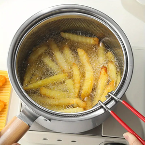 Friteuse de luxe moderne en acier inoxydable non revêtue avec filtre intégré pour économie d'huile, compatible cuisinière à gaz, pour cuisine domestique - Product Image 4