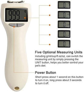 Balance et tasse à mesurer automatique intelligente pour animaux de compagnie (chats et chiens) avec un design élégant, portable, en ABS et écran LED blanc - Product Image 4