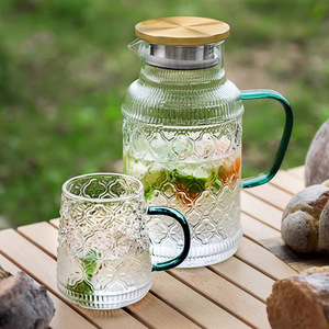 Carafe à eau froide en verre avec couvercle, grande capacité, forme ronde, pour utilisation dans le salon - Product Image 5