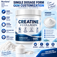 Poudre de créatine et de peptides de collagène en vrac, directement de l'usine OEM, pour femmes et hommes, 150g, favorise l'élasticité de la peau*, sans saveur, HALAL, GMP