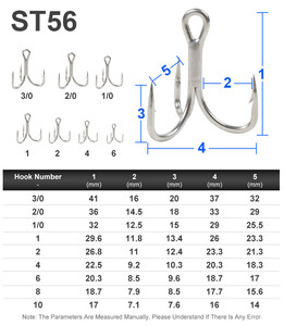 ST56-4X kualitas tinggi air asin kuat <span class=keywords><strong>tuna</strong></span> Treble kait pancing 10 #-3/0 # tahan karat tiga kait - Product Image 2