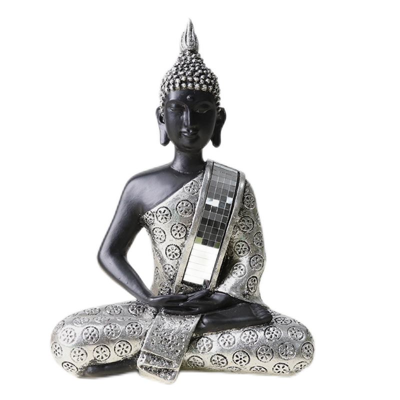 Оптовая продажа, статуя Будды из полирезины сидящего золотого и черного цвета, статуи Будды на продажу