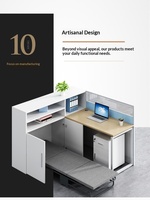 Lit pliant de bureau pour pause déjeuner, cabine de travail en L avec écran intégré, table-lit, personnalisation de bureau en PVC