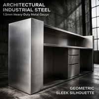 Comptoir de réception moderne en acier inoxydable 304 avec tiroirs de rangement pour bureau créatif ou studio d'art