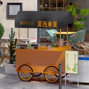 Camión de comida plegable automático para bodega Carro de parada para fruta Helado Barbacoa Móvil Vegetal Panadería Restaurante Tiendas de comida - Product Image 2