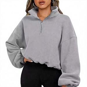 Polyester/Cotton Terry Winter <b>Women's</b> <b>Sweatshirts</b> 3D Embroidery Badge Hip Hop Style Custom OEM Baggy Design - Product Image 1