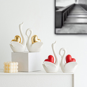 Ornements de cygne en céramique nordique articles décoratifs faits à la main pour la maison pour Hall d'entrée salon armoire à vin support TV mariage - Product Image 2