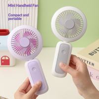Ventilateur de poche pliable, 3 vitesses réglables, rechargeable par USB, ventilateur de bureau portable avec base, lumière LED, ventilateur de poche pour se rafraîchir