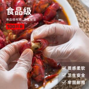 Food Grade Disposable Gloves 100 Pcs Thickened <b>Plastic</b> Protective For Catering <b>Kitchen</b> Use - Product Image 1