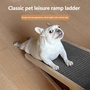 2024 Op Maat Gemaakte Duurzame Huisdier Ladder Ramp Trap Houten Hout Hond Hellingen Verstelbare Hoge Treden Voor Bedden Met Tapijt - Product Image 3