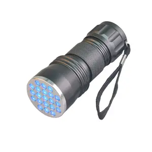 Nhôm Hợp Kim 21 LED 395nm UV LED Flashlight Khẩn Cấp Ngoài Trời Torch Cho Tiền Detector