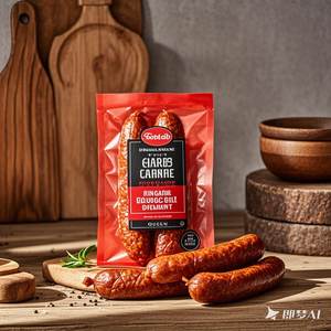 Emballage sous vide pour aliments, saucisses, viande, matière congelée et à mijoter, sacs brillants en mylar avec fermeture éclair, prix imbattable, impression personnalisée - Product Image 1