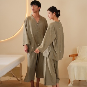 เสื้อคลุ<span class=keywords><strong>ม</strong></span>สปาสีเขียวสำหรับผู้ชายและผู้หญิง ไซส์ใหญ่ ชุดนวดซาวน่า ชุดสำหรับร้านเสริมสวย แช่เท้า ศูนย์ดูแลสุขภาพ ชุดอาบน้ำแบบใช้ครั้งเดียว - Product Image 3