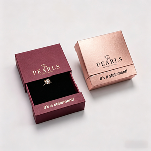 Customized Logo Luxury Square Rectangle Pendant Necklace Drawer Jewelry <b>Sliding</b> Box Hot Sale Earrings Necklace Bracelet Display - Product Image 1