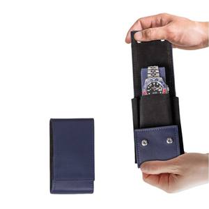 Caja de Almacenamiento Rectangular para Relojes, de Cuero Genuino con Patrón Nappa, Diseño de Bloques de Color, para Colección de Relojes, de Viaje, con Tapa Abatible en Color Contrastante - Product Image 5