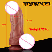 AITT 9 Zoll Weicher Realistischer Riesiger XXL Wasserdichter IPX5 Ferngesteuerter Stoßdildo für Frauen Vibrierender Heizender Großer Ausbuchtungs-Vibrator 637g