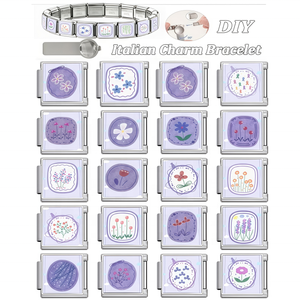 ขายส่งสร้อยข้อมือสไตล์มินิมอลสีม่วงลายพฤกษศาสตร์  วัสดุสแตนเลสสตีล  ดีไซน์อิตาเลียน  งาน DIY  ของขวัญที่ดีที่สุดสำหรับเพื่อนและคู่รัก - Product Image 1