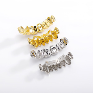 ฮิปฮอป โกลด์กริลล์ซ ประดับเพชรเซอร์โคเนียแปดฟัน งานฝังละเอียด ตกแต่งฟัน สำหรับทุกเพศ ใส่ได้ทุกวัน สีทูโทน ทองคำขาวและทองคำ - Product Image 3