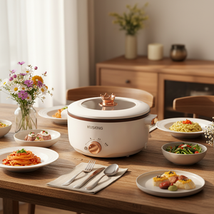 <span class=keywords><strong>Olla</strong></span> Eléctrica de Cocina Personalizada de Gran Capacidad, 5L, con Tapa de Vidrio Templado, para Uso en Hoteles, Sartén Eléctrica, Vaporera - Product Image 1