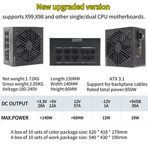 Dragon Storm High Power 850W Psu APFC 80 + Gold Designed Atx Fuente de alimentación para <span class=keywords><strong>Desktop</strong></span> Comput CPU <span class=keywords><strong>GPU</strong></span> Server Switching en stock - Product Image 3