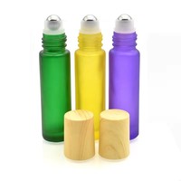 Flacons à bille pour huiles essentielles en verre coloré mat à fond épais, 10 ml, vides, avec bouchon à vis en plastique