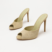 Sandales à talons hauts anti-bruit en polaire à bout ouvert pour femmes, idéales pour l'été, 6-8 cm, parfaites pour les trajets quotidiens et les longues heures debout