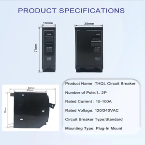 Công suất cao 10kA duy nhất giai đoạn 1P 15A/100A thu nhỏ ngắt mạch MCB Đen Plug-in với Đồng Nhựa Đánh giá hiện tại - Product Image 2