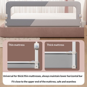 Barrière de sécurité pliable moderne pour bébé, réglable, anti-chute, avec maille respirante pour lit bébé/lit double/lit complet - Certifiée CE - Product Image 4