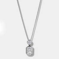 Collier pendentif goutte d'eau à double couche perlé, rond et à coupe radiante, en argent 925 Xinyun