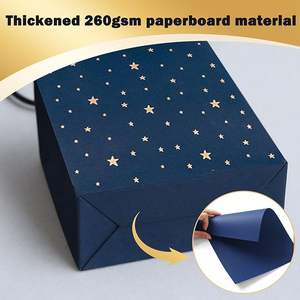 Sacs en papier kraft personnalisés SIHENY bleu marine avec étoiles dorées, avec poignées, en gros pour hommes, garçons d'honneur, cadeaux de Noël - Product Image 3