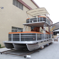 Nouveau design de luxe, yacht de fête de 30 pieds, bateau ponton en aluminium à double pont pour la pêche en haute mer, à vendre