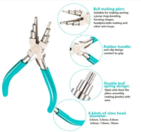 Ensemble d'outils de fabrication de bijoux 2 pièces avec pinces 6 en 1 et pinces à cintrer les fils pour la création de perles, la mise en boucle, la mise en forme, les travaux manuels de bricolage