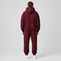 Ensemble survêtement 2 pièces OEM personnalisé pour homme, en molleton bouclette de coton 500 GSM, coupe oversize à épaules tombantes, couleur bordeaux, comprenant un sweat à capuche et un pantalon de jogging
