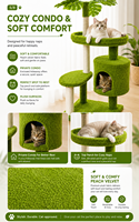Arbre à chat en velours style naturel, tour à gratter en sisal, structure d'escalade multi-niveaux en peluche durable pour chats d'intérieur, en carton