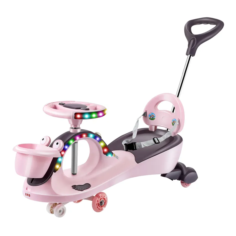 Prezzo di fabbrica plastica 4 ruote giro meccanico su sit balance giocattolo per bambini happy baby swing car con musica