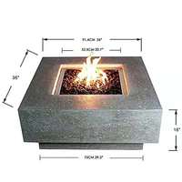 Table de foyer extérieur au gaz en béton, 18 po de hauteur x 36 po de largeur
