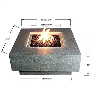 18" H X 36" W Outdoor Concrete Gas Outdoor Fire Pit Table