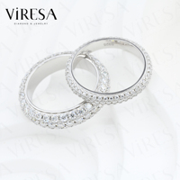 Bague d'éternité Viresa Starlight en argent S925 plaqué or blanc avec moissanite, double rangée 1,1 mm 2,0 mm, certifiée GRA, pour couple