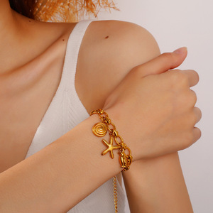 จี้รูปสัตว์ทะเลสไตล์ยุโรป ทำจากโลหะผสมสังกะสี ชุบทอง รูปปลาโลมา ปลาดาว เปลือกหอยมุก สำหรับทำเครื่องประดับ DIY ของขวัญสำหรับทุกเพศ - Product Image 4