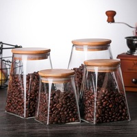 Bocaux en verre borosilicate asymétriques en gros, forme trapézoïdale, pour thé, cuisine, stockage de céréales, design classique, alimentation durable