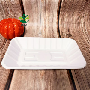 Bandejas de papel de bagazo de caña de azúcar compostables 100%, platos biodegradables, contenedor de comida desechable rectangular - Product Image 4