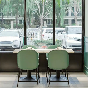 Tavoli da pranzo di lusso moderno Set di sedie per alberghi club caffè salotti retrò imbottiti mobili in legno massiccio in tessuto - Product Image 4