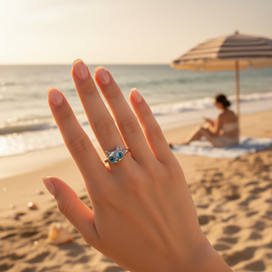 Vendita calda Boho anelli di lusso elegante cuore stella intarsio di alta qualità in acciaio inox taglio a forma di diamante di tendenza per gli uomini delle donne - Product Image 3