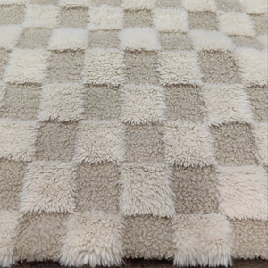 Tái chế tái chế siêu mềm 100 Polyester giả lông thỏ tóc Jacquard vuông kiểm tra vải lưới vải lông cừu - Product Image 6