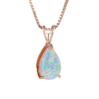 Collier pendentif pour femme en or rose incrusté d'opale, micro-incrustation de goutte d'eau australienne sur chaîne à maillons