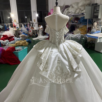 Robe de mariée épaules dénudées Mc055 avec corsage à baleines, appliques en dentelle et sequins de cristal argentés, tulle scintillant Jancember
