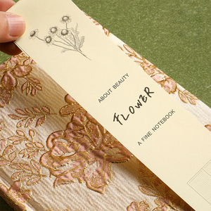 Carnet Organiseur/Agenda A5 Écologique et Élégant en Tissu Jacquard Coton Brocart Lys avec Fil Argenté et Doré – Idéal pour Cadeau (Vente en Gros) - Product Image 4
