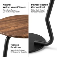 Table d'appoint en forme de C avec plateau ovale en noyer noir mat, table d'appoint cantilever à glisser sous le canapé, pour salon, chambre à coucher, vente en gros OEM